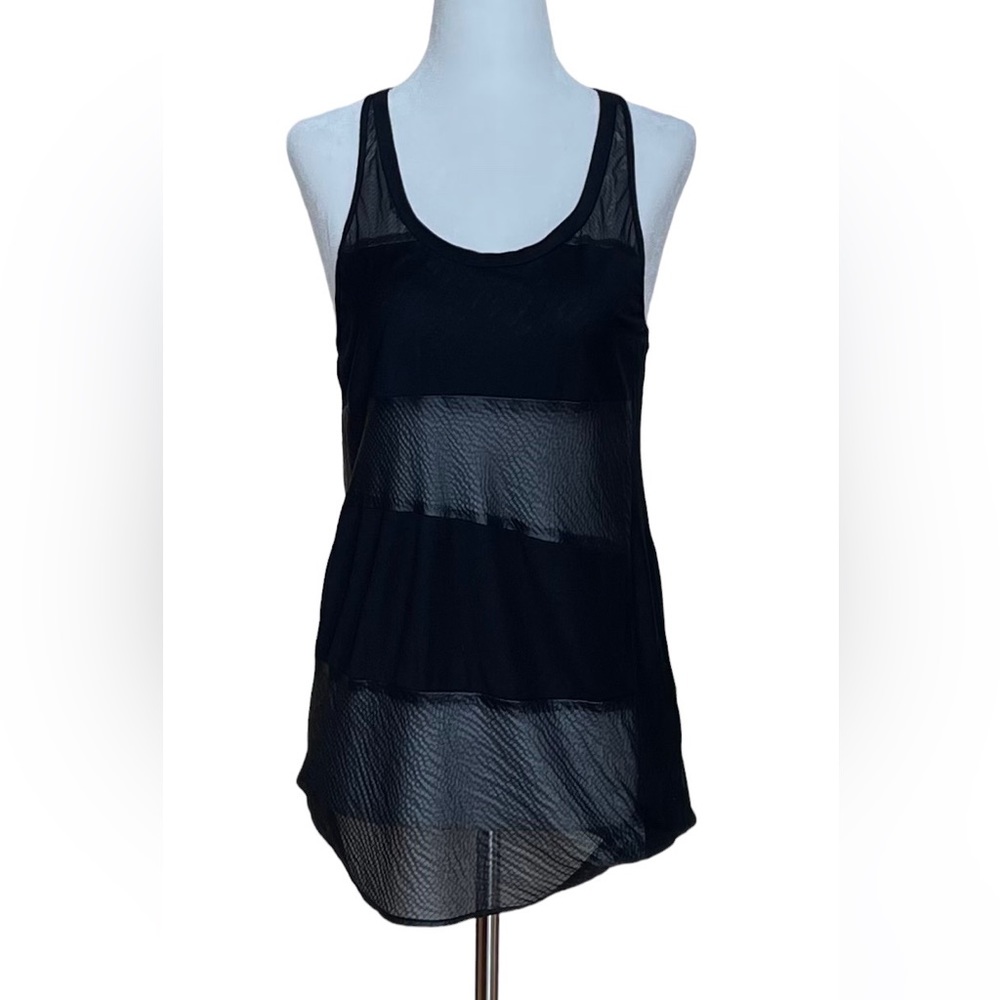 RARE & VINTAGE Poleci Cross-Back Tank with Slightly Sheer Panels in Black